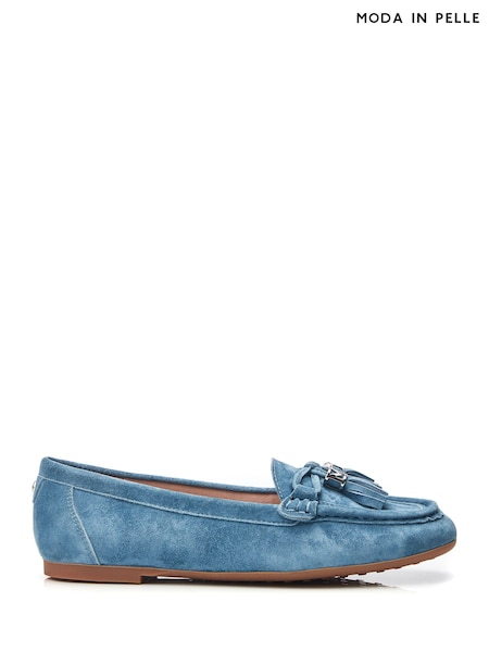 Moda In Pelle Famina Square Toe Bow Tassel Trim Leather Loafers (B14157) | AED259
