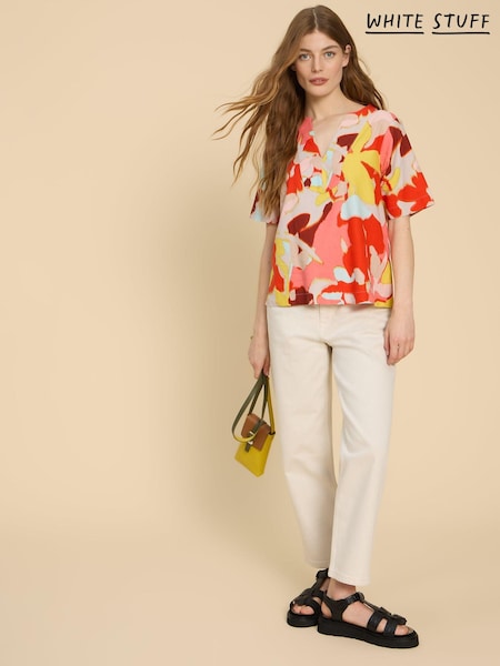 White Stuff Orange Jamie Linen Blend Top (B14197) | €31