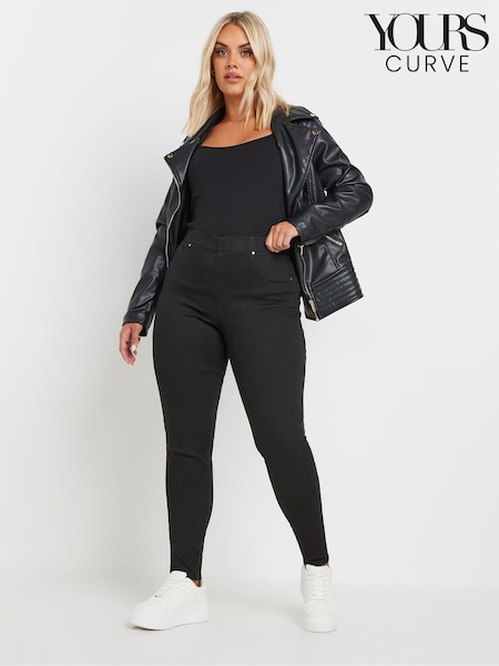 Yours Curve Black Stretch Pull On Jenny Jeggings (B14248) | $50