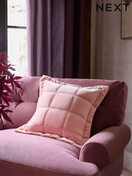 Pink Quilted Lustre Velvet Cushion (B14341) | 75 QAR