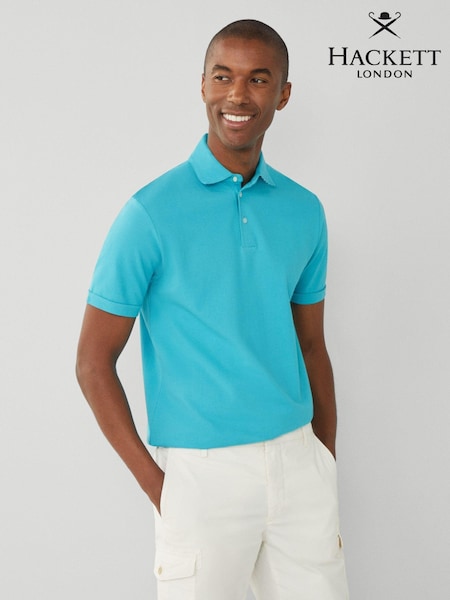 Hackett Men Blue 100% Cotton London Polo Shirt (B14375) | 350 SAR