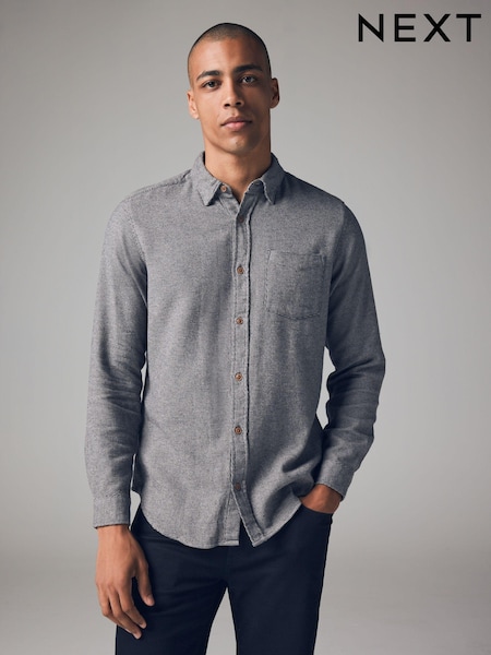 Grey Brushed Texture 100% Cotton Long Sleeve Shirt (B14388) | €16