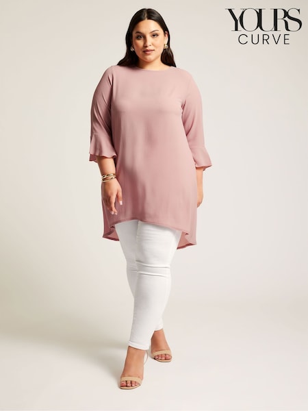 Розовый - Yours Curve Flute Sleeve Tunic (B14419) | €10