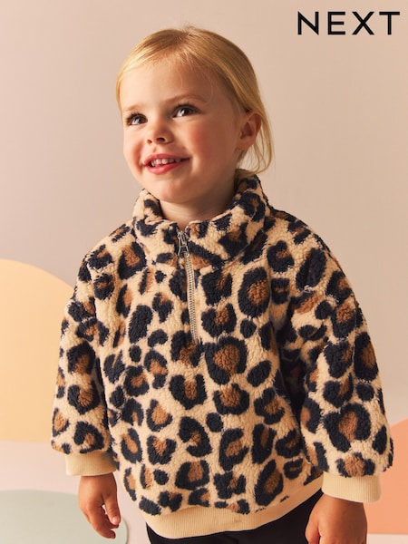 Animal Print Borg Fleece Half Zip Top (3mths-7yrs) (B14554) | €13 - €15