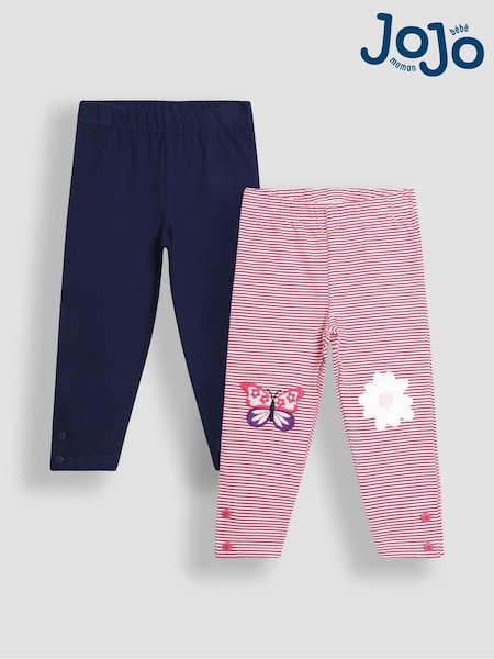 JoJo Maman Bébé Orchid Butterfly Appliqué Leggings 2 Pack (B14565) | €35