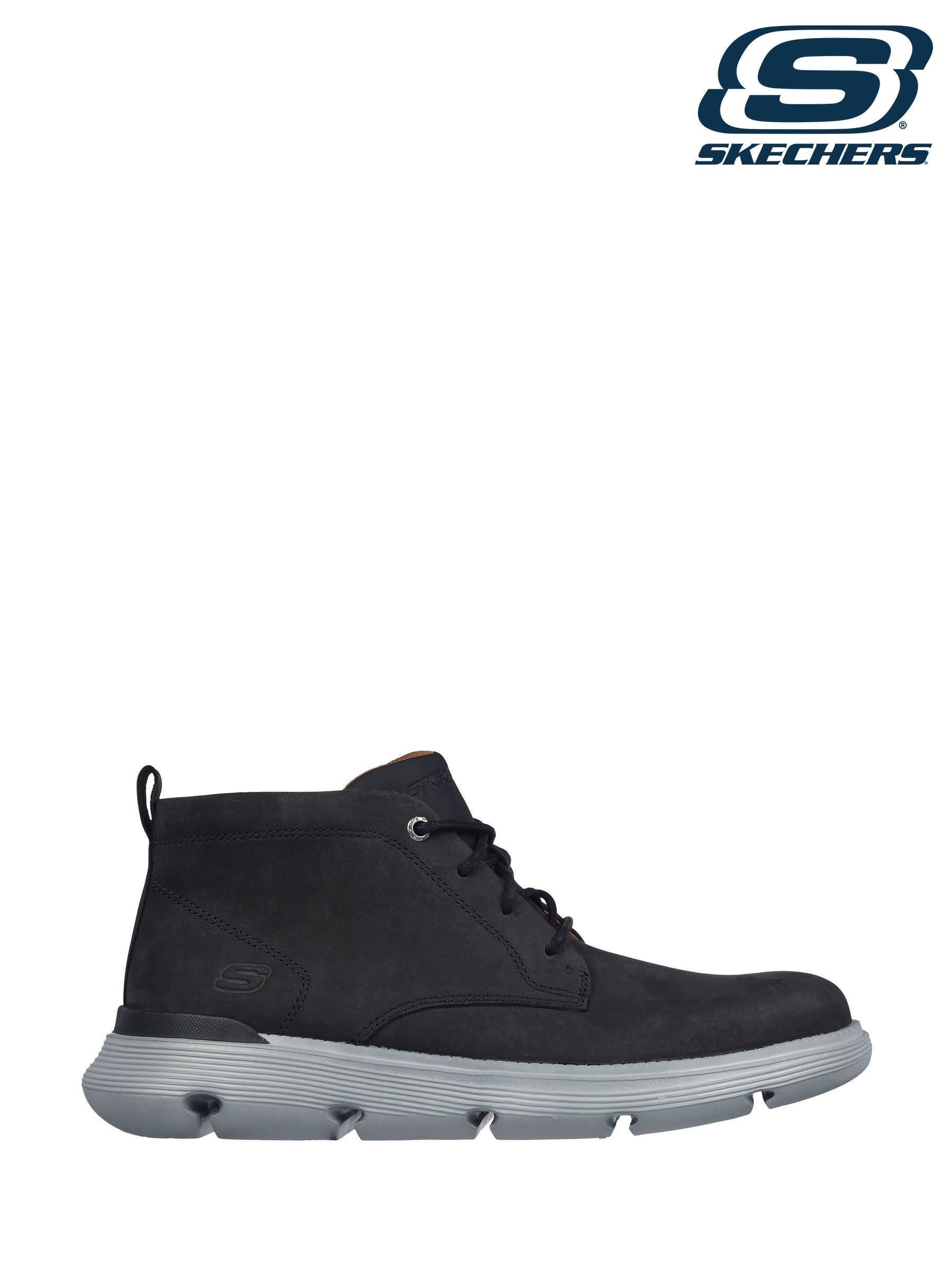 Skechers mens boots black cheap