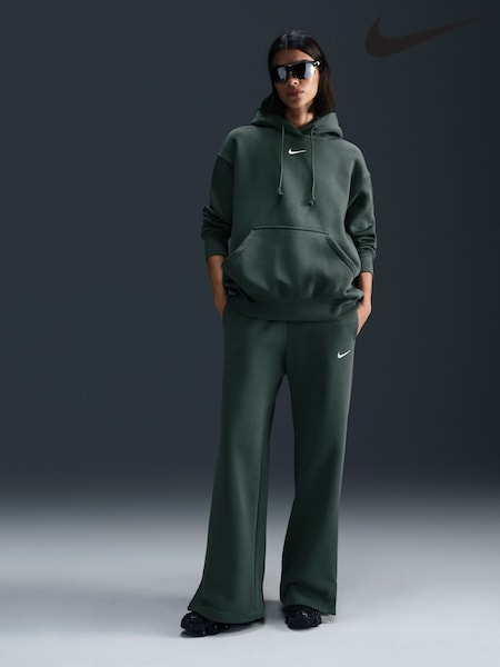 Nike Dark Green Phoenix Fleece High Waisted Wide Leg Joggers (B14646) | €46