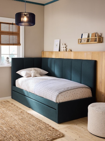 Soft Marl Petrol Blue Kids Marlow Trundle Upholstered Bed Frame (B14700) | €900