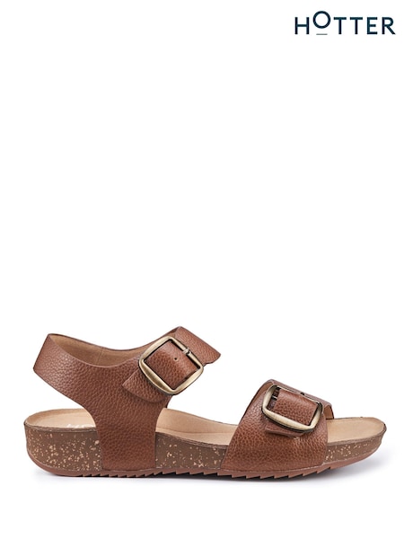 Hotter Dark Brown Regular Fit Tourist II Buckle Sandals (B14736) | €121