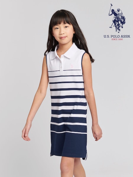 U.S. Polo Assn. Blue Girls Striped Sleeveless Polo Dress (B14838) | €64 - €77