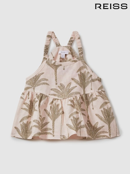 Reiss Neutral Klemee 13-14 yrs Linen-Cotton Peplum Top (B14870) | 316 QAR