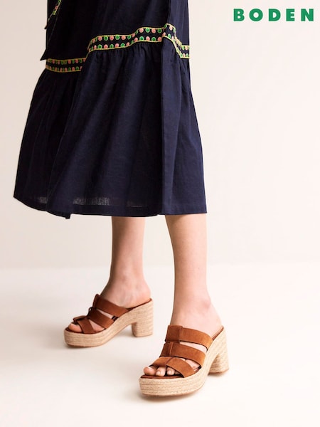 Boden Brown Heeled Espadrille Sandals (B14881) | €72