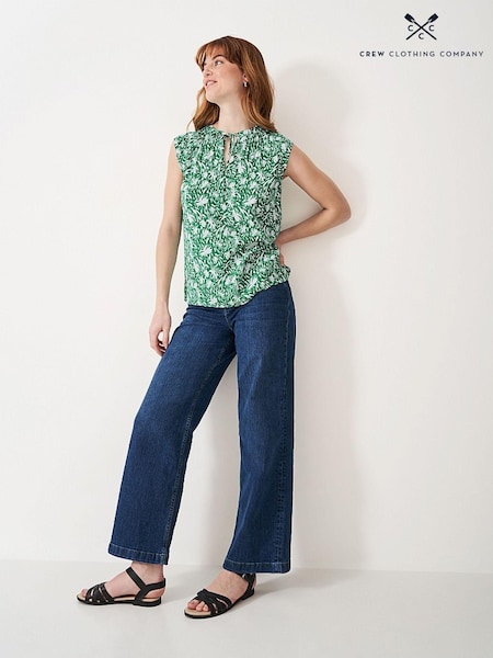 Crew Clothing Green Tie Neck Sleeveless Blouse (B14952) | €24