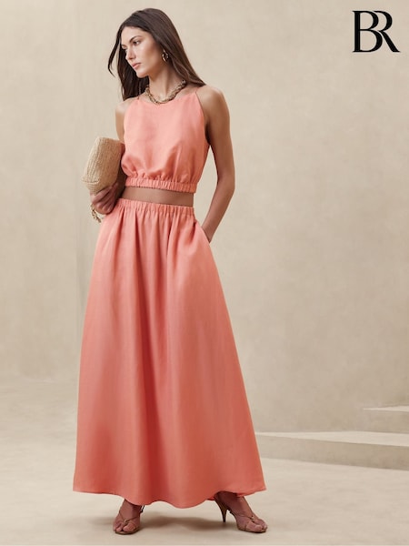 Banana Republic Pink Linen-Blend Maxi Skirt (B14959) | €70