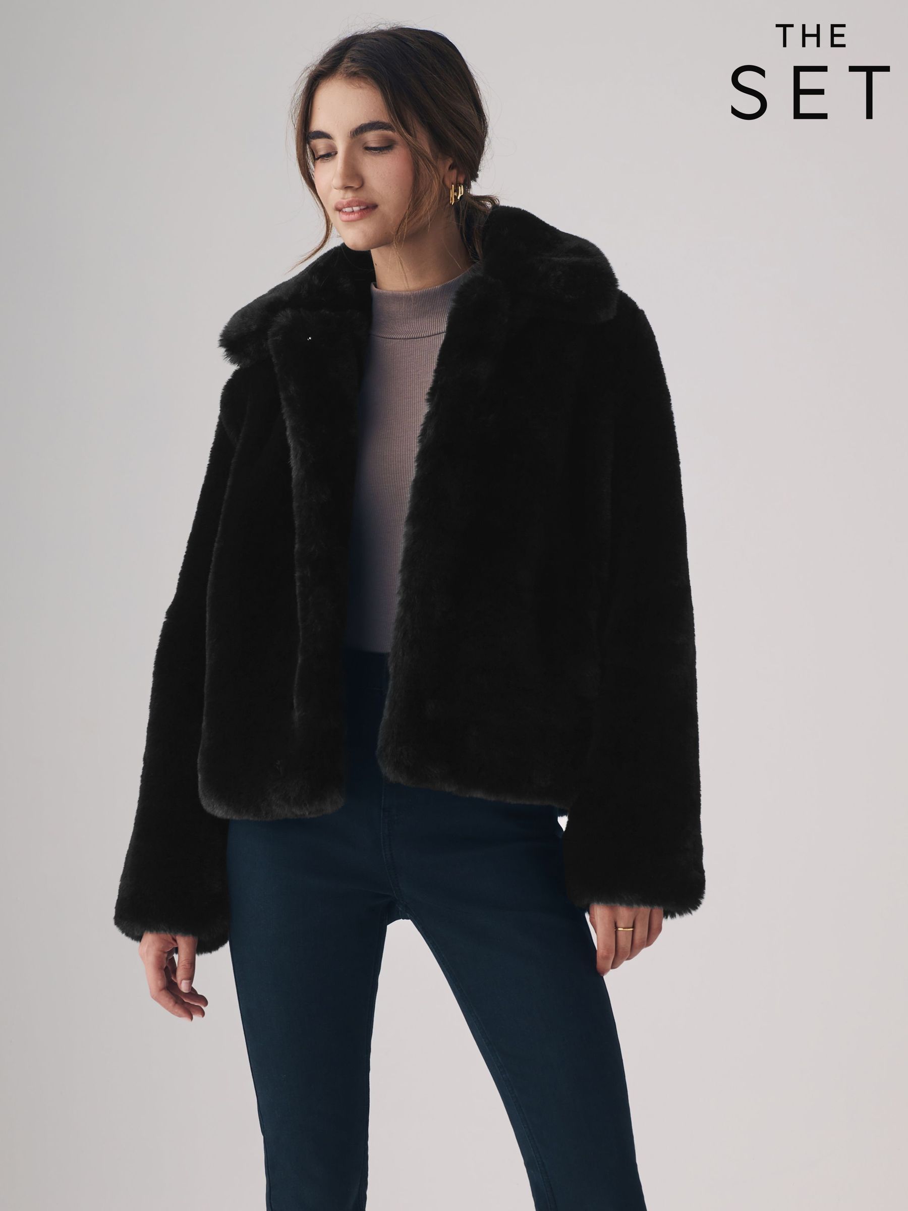 Women s The Set Workwear Long Sleeve Faux Fur Coatsandjackets Next Luxembourg