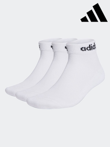 adidas White/Black Linear Ankle Cushioned Socks 3 Pack (B15047) | €11