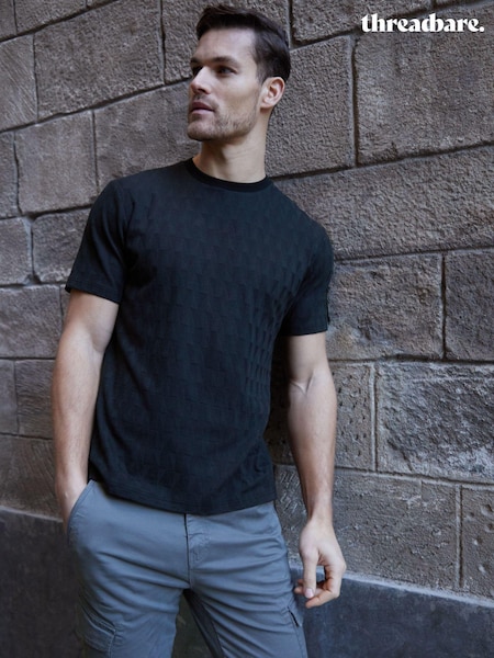 Threadbare Black Texture Relaxed Fit Textured T-Shirt (B15269) | €18