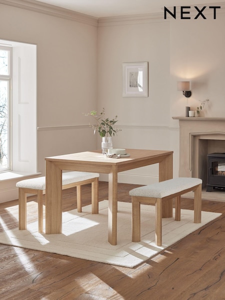 Light Natural Malvern Chunky Dining Table and Bench Set (B15331) | €1,050