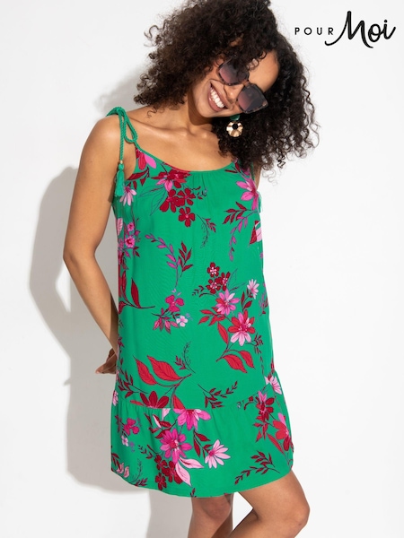 Vihreä - Pour Moi LENZING™ ECOVERO™ Viscose Swing Beach Dress (B15343) | €61