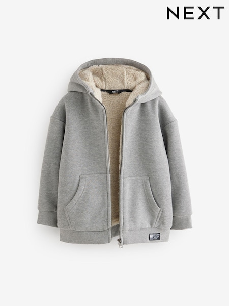 Hiilenharmaa - Fleecevuorattu vetoketju Hupparin läpi (3-16vuotta) (B15438) | €30 - €35