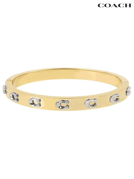COACH Gold Tone Signature Bangle Bracelet (B15521) | €99