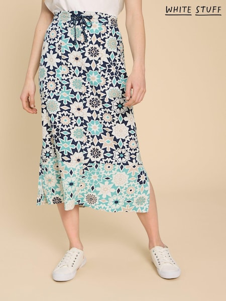 White Stuff Blue Elle Linen Blend Skirt (B15671) | €41.50