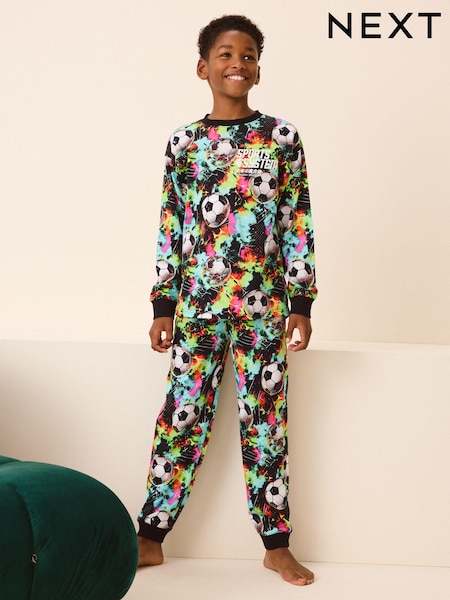 Multi Bright Football Single 100% Cotton Pyjamas (3-16yrs) (B15747) | AED46 - AED63