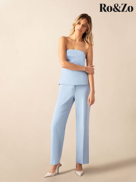 Ro&Zo Blue Petite Straight Leg Trousers (B15808) | €66