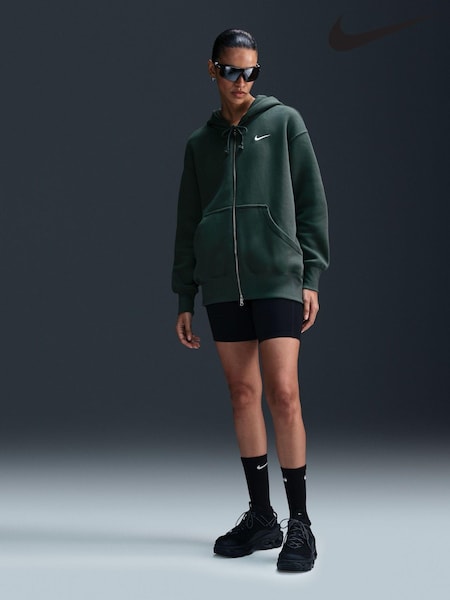 Темно-зеленый - Nike Oversized Mini Phoenix Fleece Swoosh Full Zip Hoodie (B15858) | €86