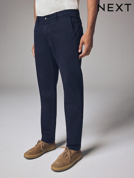 Темно-синий - Slim Fit Premium Soft Touch Chino Trousers (B15975) | €43