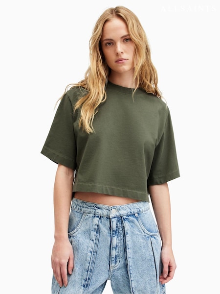 AllSaints Green 100% Cotton Lottie T-Shirt (B15980) | $86