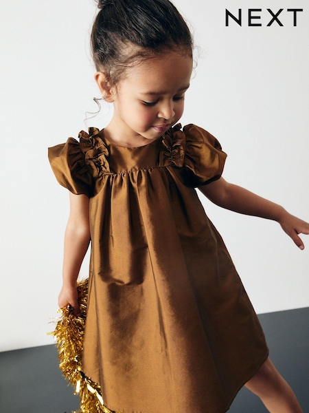 Оливково-зеленая тафта - Ruffle Party Dress (3mths-8yrs) (B16043) | €17 - €23
