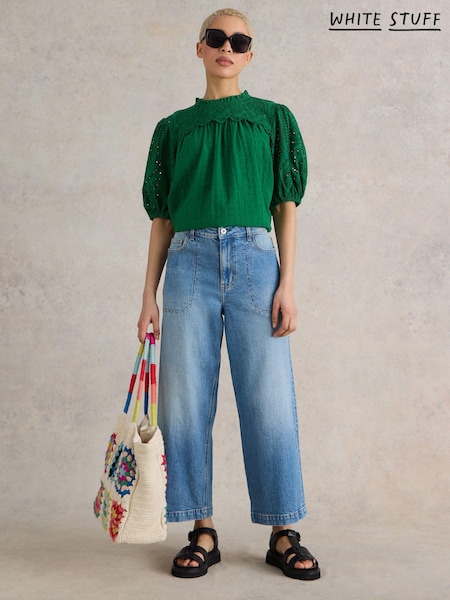 White Stuff Blue Tia Wide Leg Crop Jeans (B16120) | €84