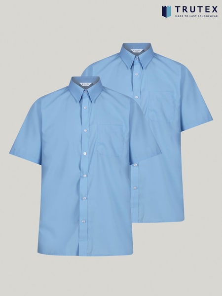 Trutex Blue Regular Fit Short Sleeve 2 Pack School Shirts (B16216) | 164 LEI - 179 LEI