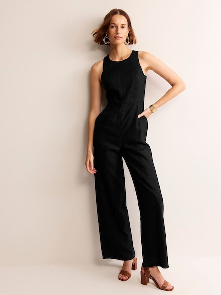 Boden Black Carla 100% Linen Jumpsuit (B16285) | €79