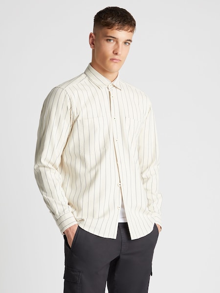 Remus Uomo Cream Tapered Fit Long Sleeve Pinstripe Shirt (B16308) | €56