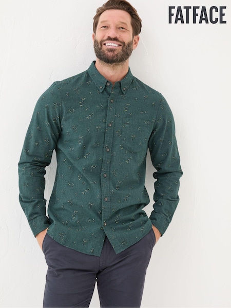 FatFace Teal Blue Burgess Floral Print Shirt (B16386) | €39.50