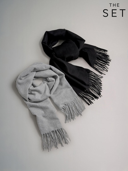 The Set Gre /Black 2 Pack Midweight Scarf (B16409) | €12