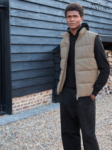 Бежевий - Signature Wool Blend Donegal Puffer Gilet (B16430) | 3 676 грн