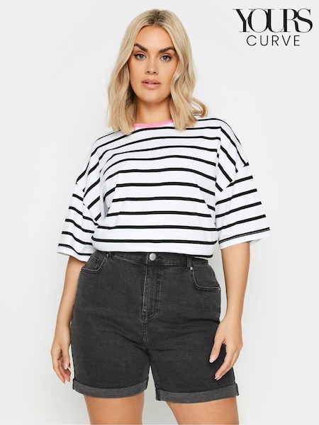 Yours Curve Black Mom Turn Hem Shorts (B16512) | € 16