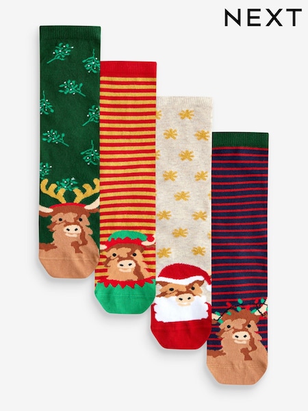 Hamish Hochlandrind - Christmas Pattern Ankle Socks 4 Pack (B16545) | 10 €