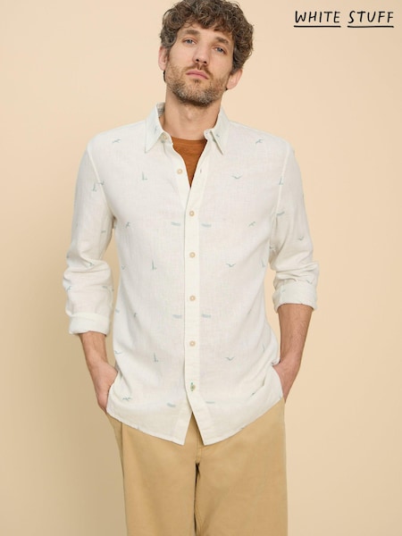 White Stuff White Lighthouse Print Linen Shirt (B16606) | €30