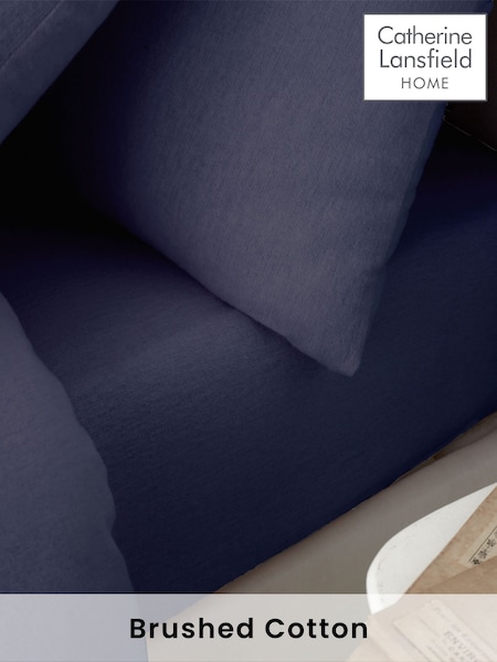 Catherine Lansfield Navy Blue 100% Cotton Fitted Sheet (B16619) | €16 - €27