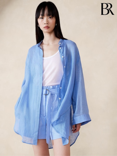 Banana Republic Blue Oversized Linen Gauze Tunic (B16627) | €48