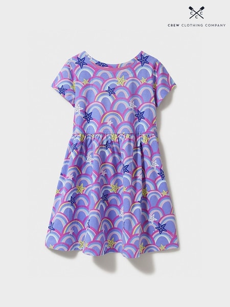 Crew Clothing Purple 100% Cotton Short Sleeve Jersey Dress (B16709) | AED128 - AED175