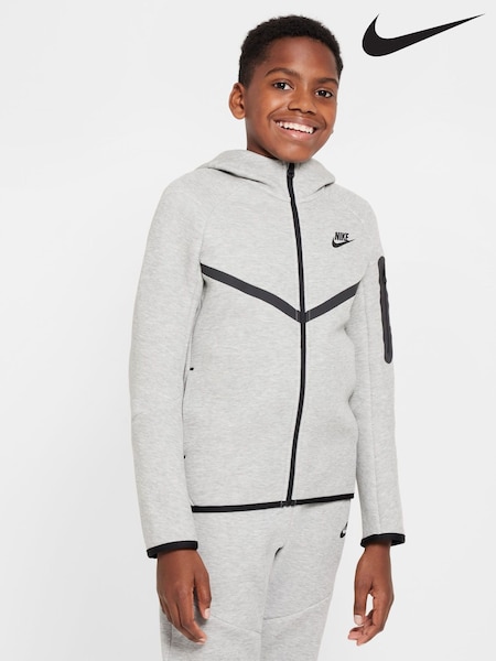 Ciemnoszary Heather - Nike Beigewhite Tech Fleece Zip Up Hoodie (B16771) | 410 zł