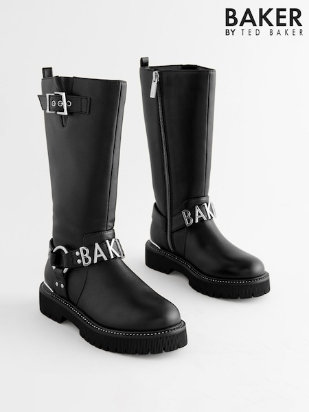 Baker by Ted Baker Girls Tall Buckled Knee High Black Boots (B16838) | AED185 - AED191