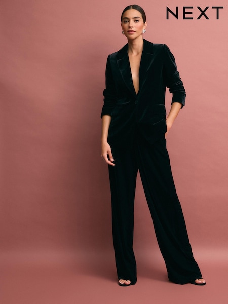 Black Velvet Wide Leg Trousers (B16908) | 141 QAR
