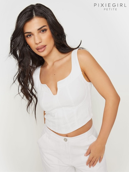PixieGirl Petite Notch Neck Corset 100% Cotton Top (B16983) | €29