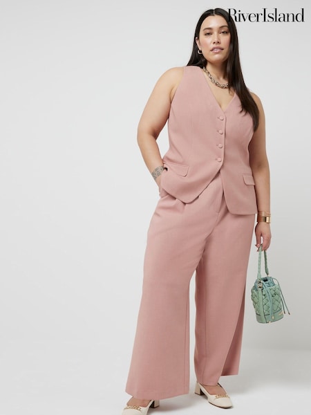River Island Pink Curve Triple Pleated Wide Leg Trousers (B16987) | €15